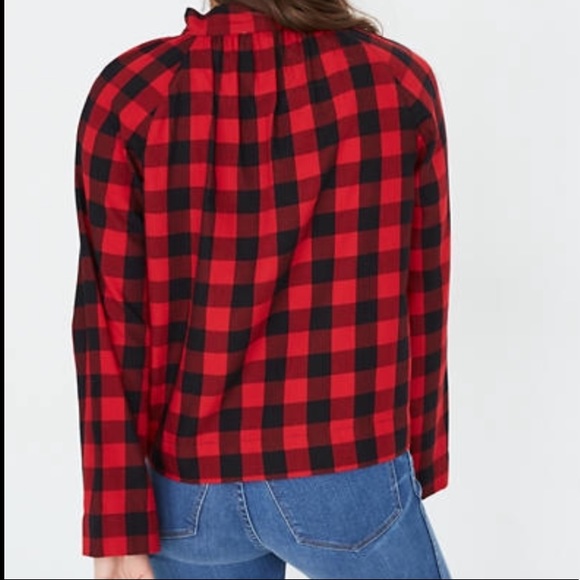 HostPick🛍 Madewell Tie-Neck Popover Buffalo Check - Picture 3 of 8